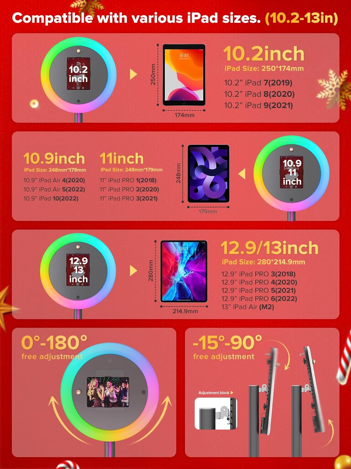 Portable Photo Booth, Photo Booth Machine Compatible with Any I-pad,PhotoBooth Stand Shell with Cyratok,APP & Remote Control RGB Ring Lights,Music Sync Selfie Photo Booth for Parties,Wedding &Events