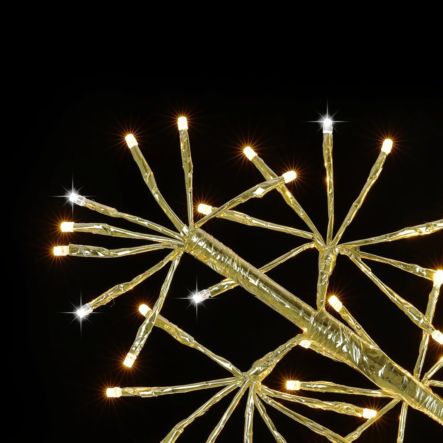 30’’ Christmas Snowflake Lights Outdoor, Pre-lit 240Pcs Warm White LEDs Hanging Golden Snowflake Decoration for Home Indoor Outdoor Window Silhouette