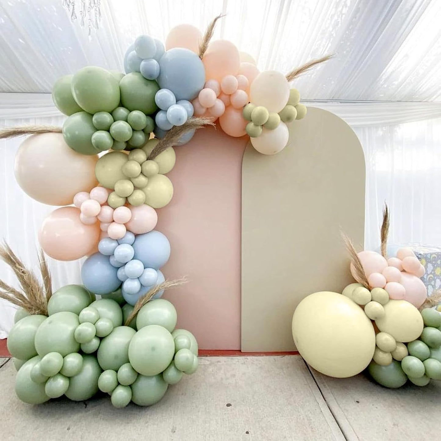 Sage Green Blue Balloons, 12 Inchs Dusty Blue Yellow Avocado Green Apricot Balloons for Girls Kids Birthday Party Wedding Anniversary Engagement Bridal Baby Shower Decorations