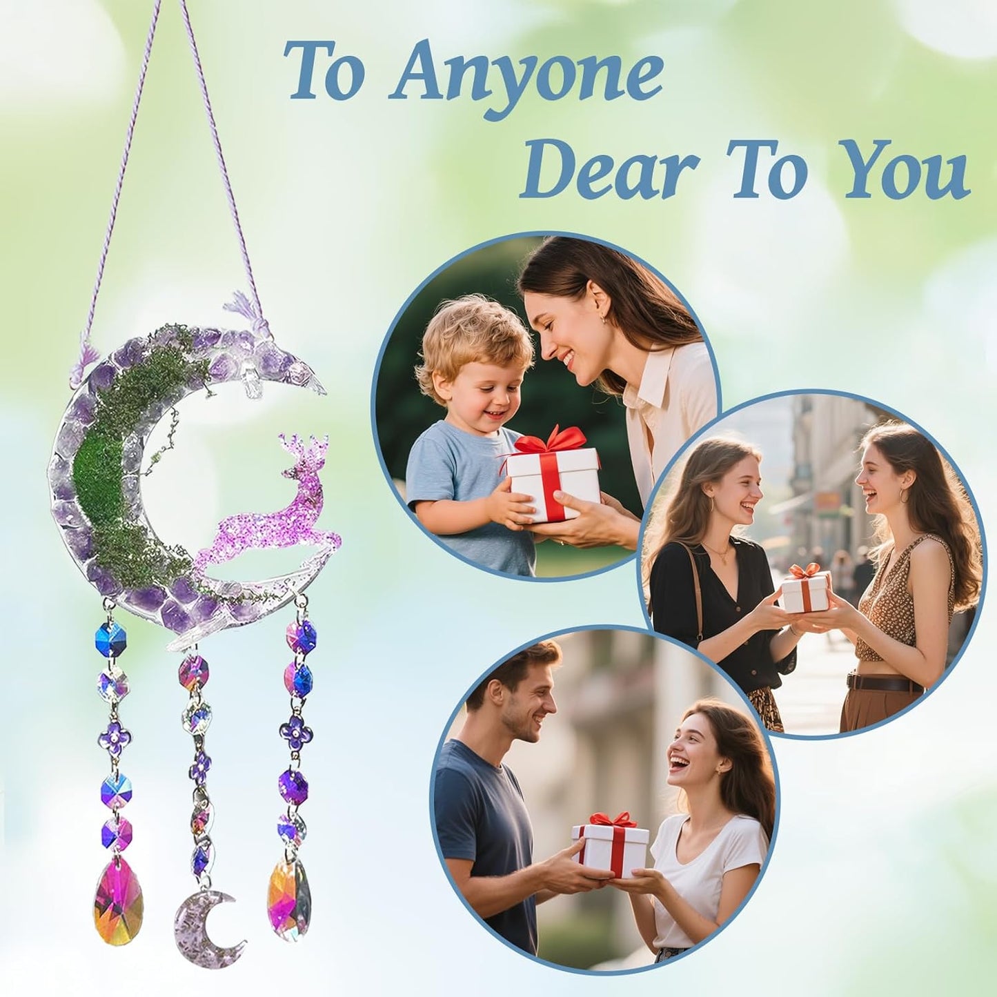 TUOKING Crystal Suncatchers for Window Purple Deer Dreamy Crystal Natural Stone Sun Catchers Rainbow Maker Ornament Gift Home Garden Decoration