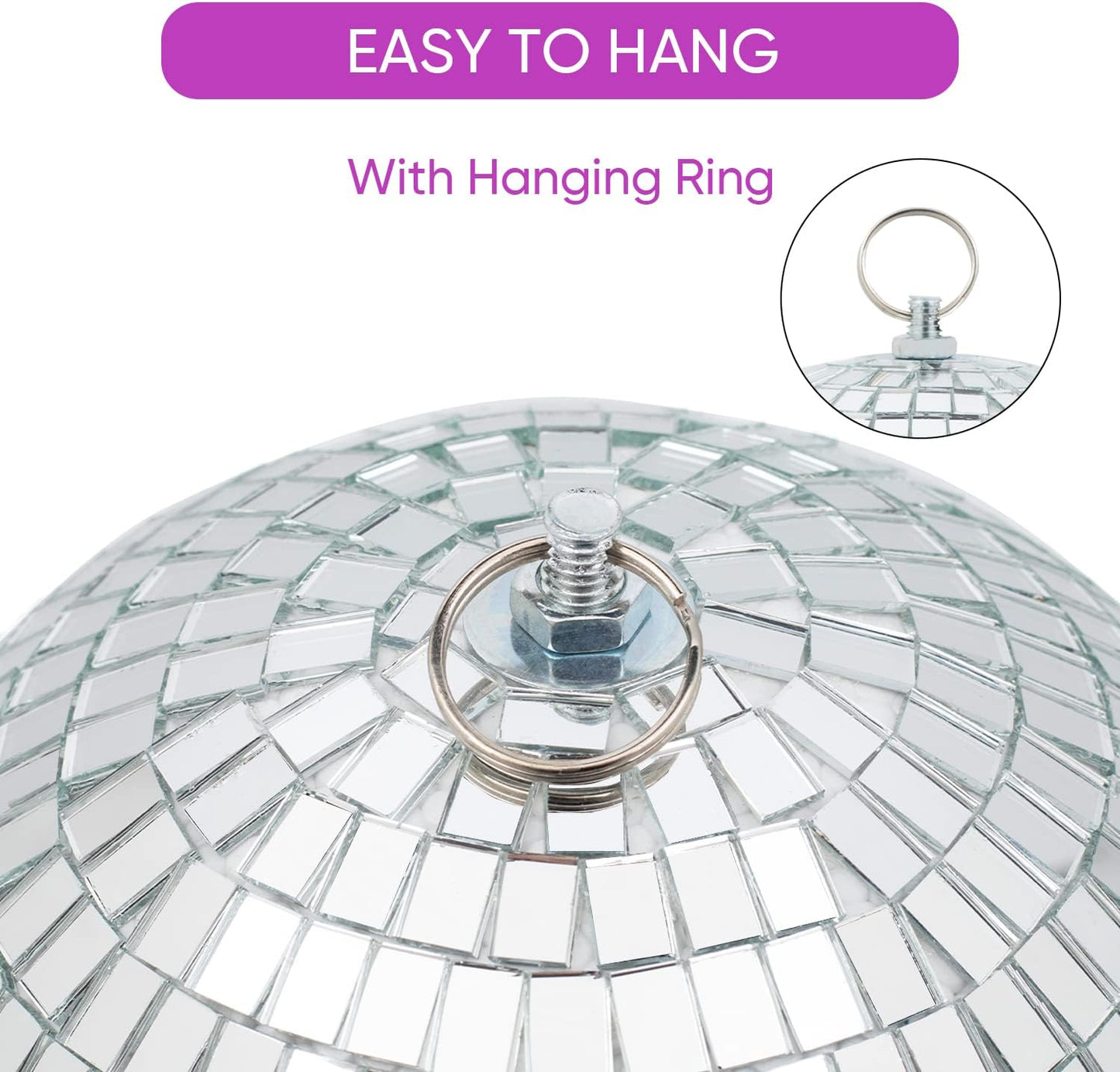 Mirror Disco Ball Decor with Hanging Ring 8" Large Silver Disco Ball Ornament for Disco Party Decorations,70s Theme Party, DJ, Wedding, Birthday,Christmas