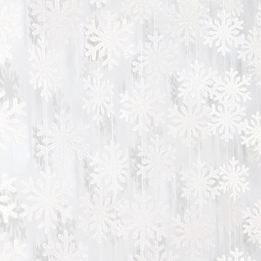 Snowflake-Snow White Christmas Party-Decoration Garland - 52ft Frozen Winter Wonderland Ornaments Hanging Paper Streamers,New Years Birthday Baby Shower Wedding Holiday Classroom Ceiling Decor Hugfond