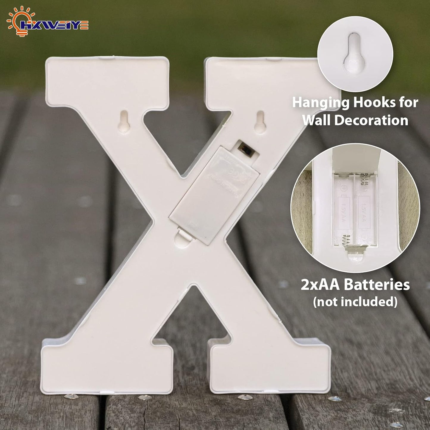 HXWEIYE Light Up Letters X, LED Marquee Sign 26 Alphabet and 10 Number Big Lights for Party Birthday Bar Battery Powered Christmas Decor (Warm White)