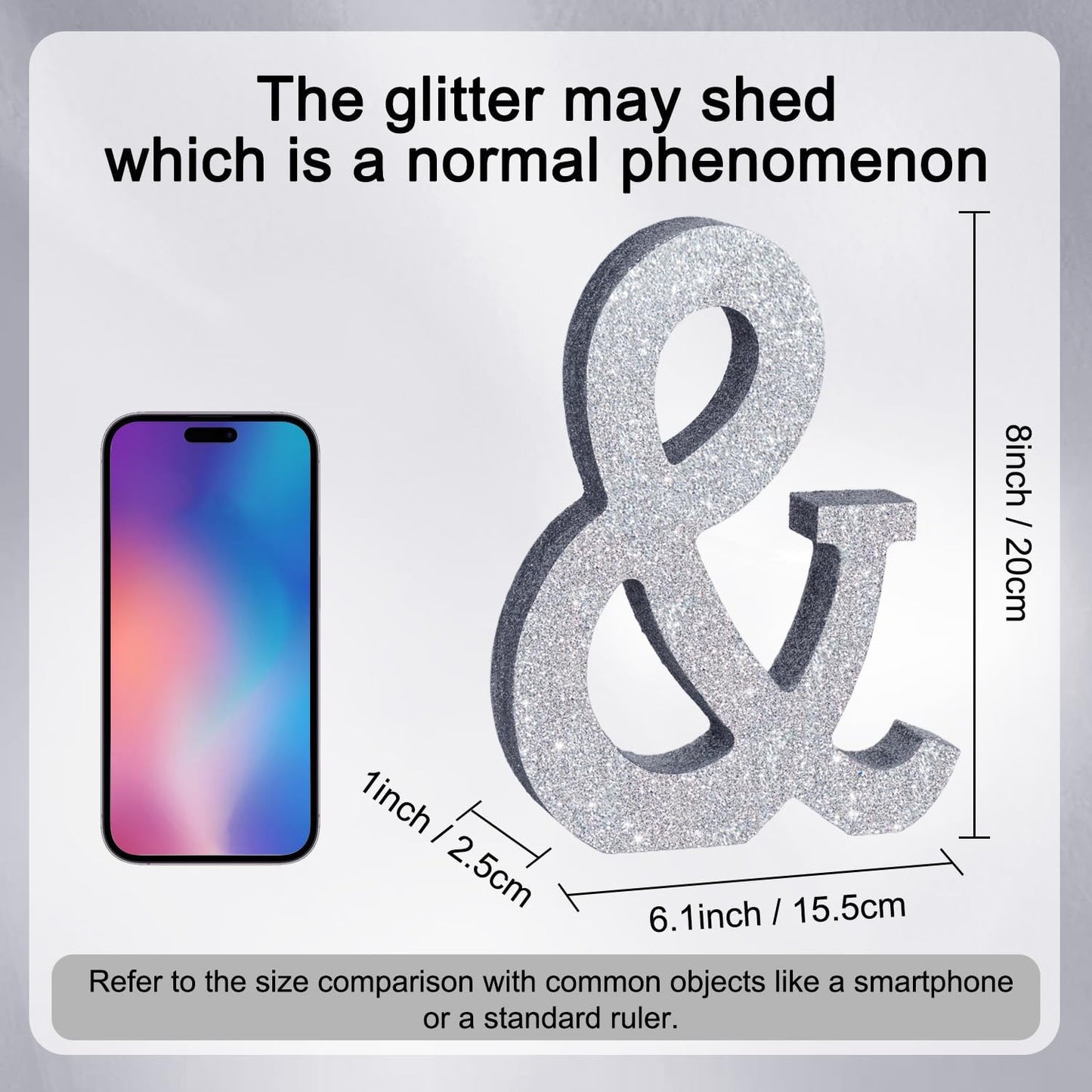 TONIFUL 8 Inch Silver Glitter & Table Centerpiece A-Z Silver Birthday Party Decorations,Silver & for Birthday,Chrismas,Graduation,Bridal Shower,Wedding,Anniversary Party Supplies