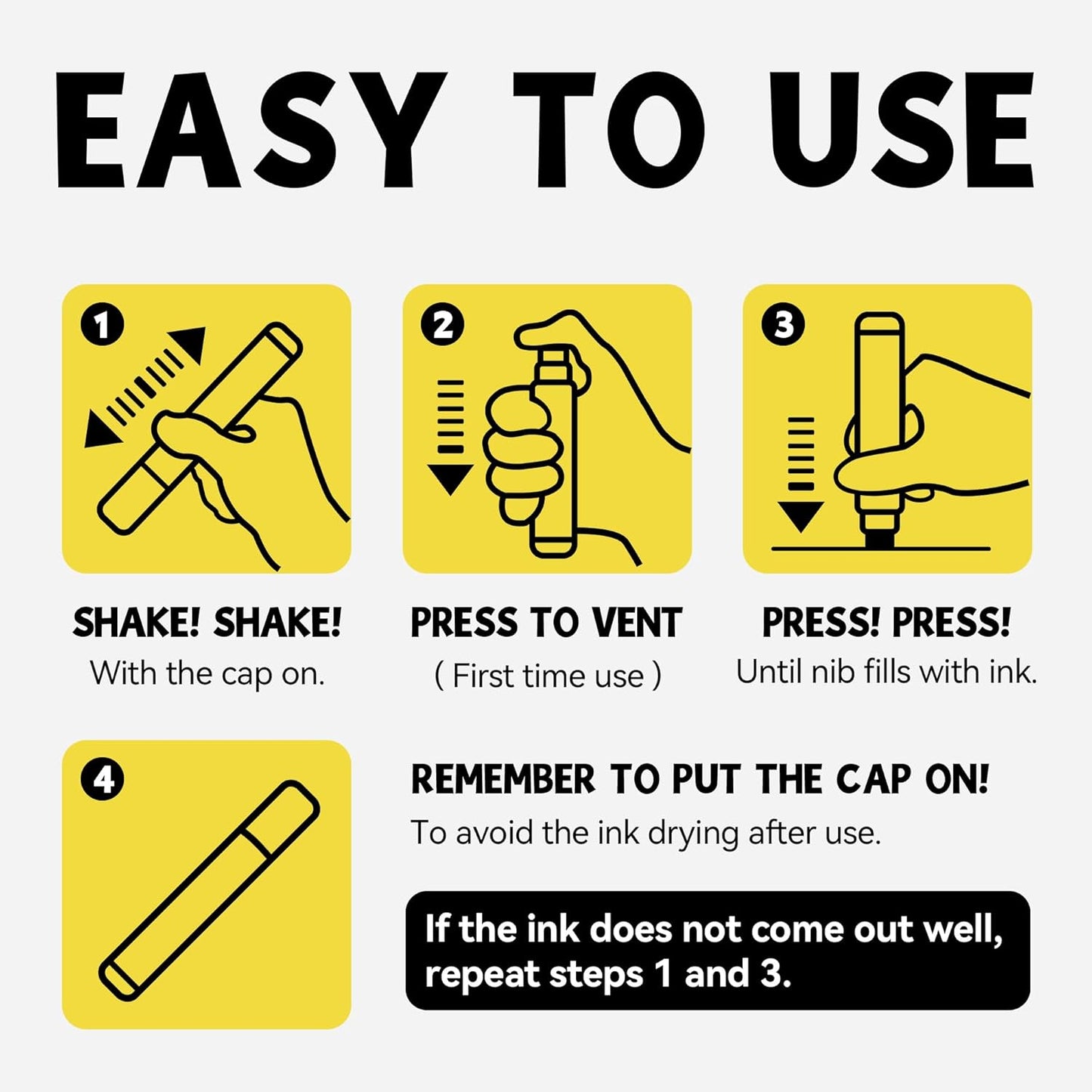 12 Colors Jumbo Markers, 15mm Jumbo Felt Tip, Acrylic Paint Markers for Rock Painting, Poster, Stone, Ceramic, Glass, Wood, Canvas