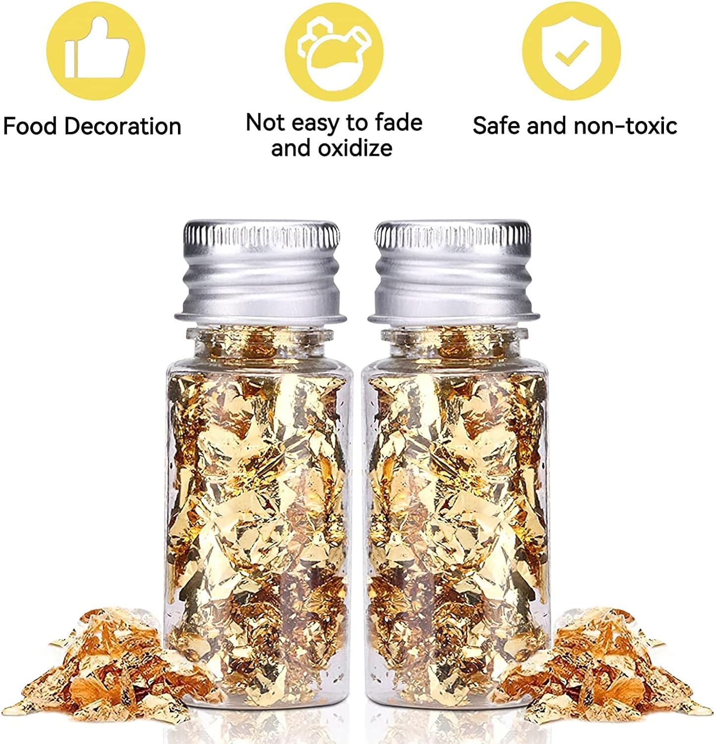 Edible Gold Leaf, Gold Leaf Cake Decoration Gold Flakes Food Gold Foil Decoration Baking Gold Foil Decor Chocolates Decor Gold Leaf Sheets for Cooking Dessert Decoration Crafts Makeup (10Pcs)