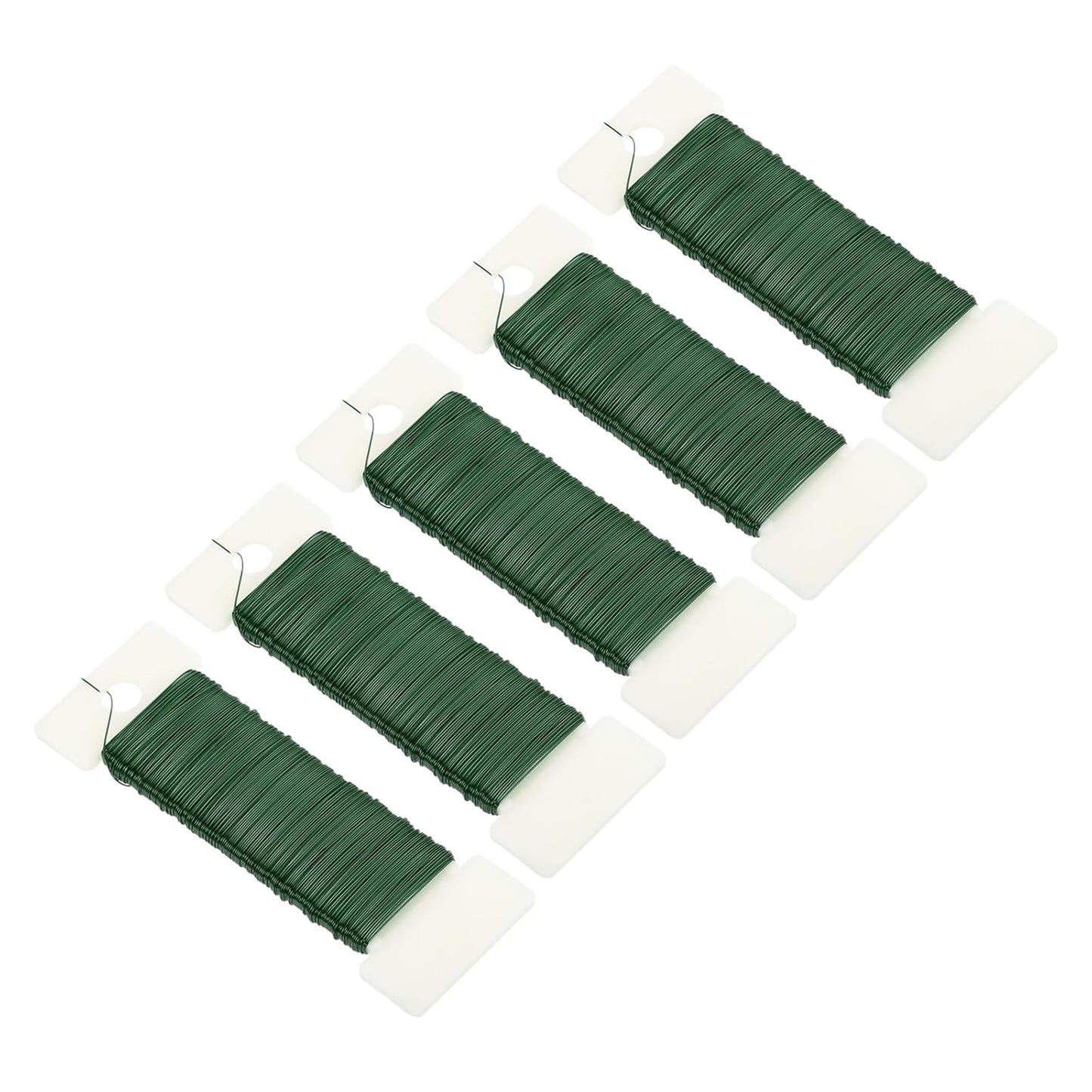 MECCANIXITY 190 Yards/575 Feet 27 Gauge Metal Floral Wire Green Flexible Paddle Thin Floral Wires for Craft, Christmas Wreath, Flower Arrangement, Wedding, Total 5 Roll