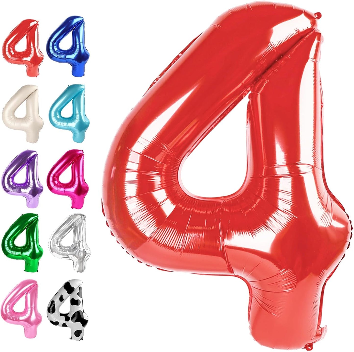 40 Inch Red Large Number 4 Birthday Balloon, Giant Number Four 14 24 34 40 44 Balloons, Foil Mylar Big Balloons for Anniversary Graduation Supplies Decorations