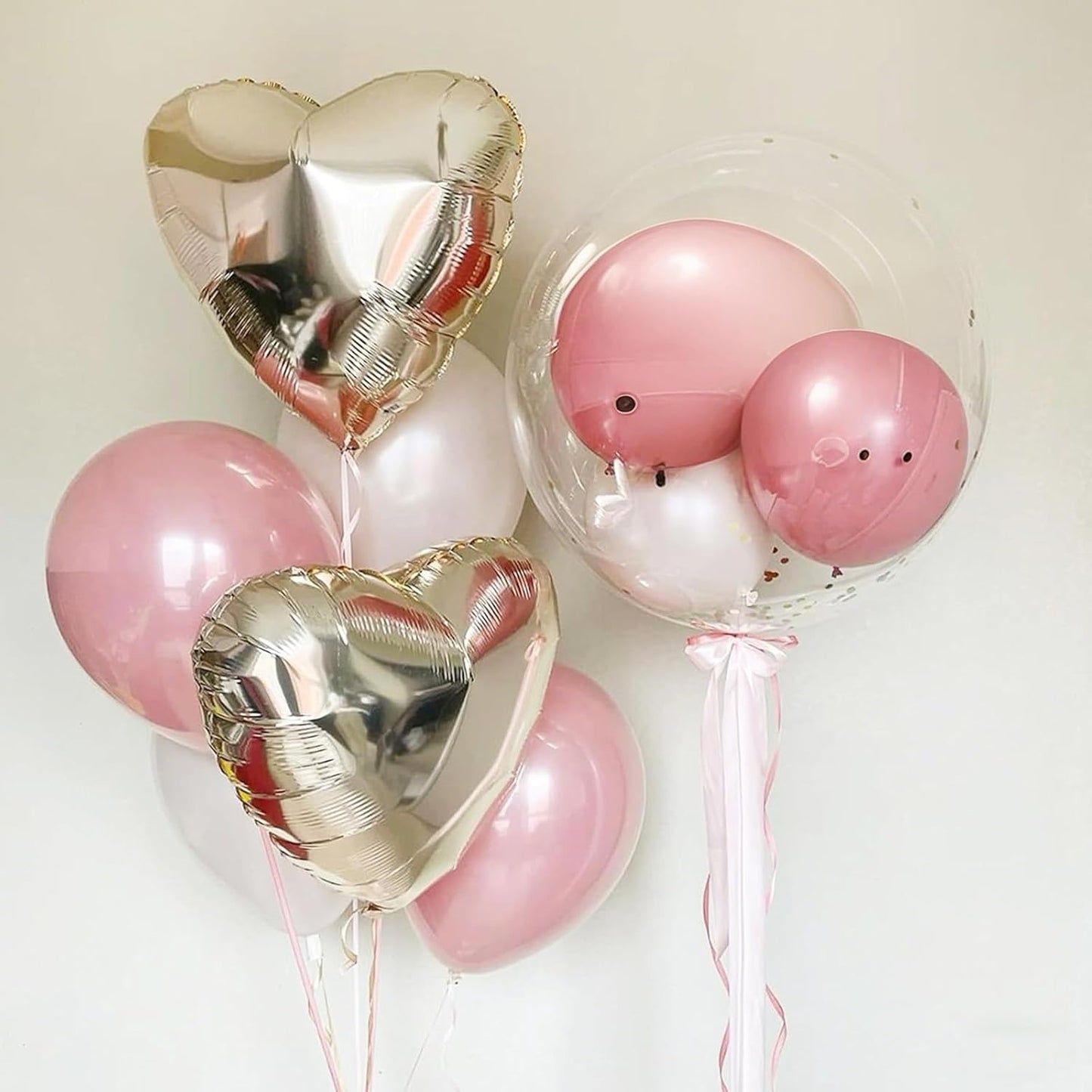 Champagne Gold Cream Heart Balloons,12Pcs 18 Inch Beige Foil Love Heart Shaped Balloons for Birthday Party Wedding Engagement Anniversary Graduation Baby Shower Valentines Day Decorations