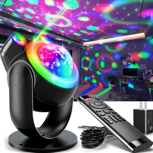 Party Lights DJ Disco Light Disco Ball Lights with Star Projector Sound Activated Strobe for Parties, Bar, Birthday, Wedding, DJ, Pub, Holiday, Event Live Show, Christmas, Living Room, Decorations