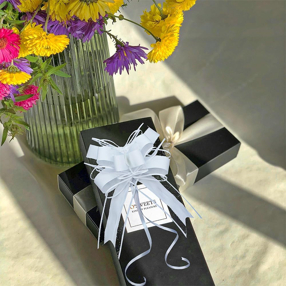 WEWILUCK White Gift Bow, Big White Pull Bows for Gift Wrapping, Wedding, Christmas, Valentine's Day, Presents, Flower Basket Decor(6 inches, 15PCS)