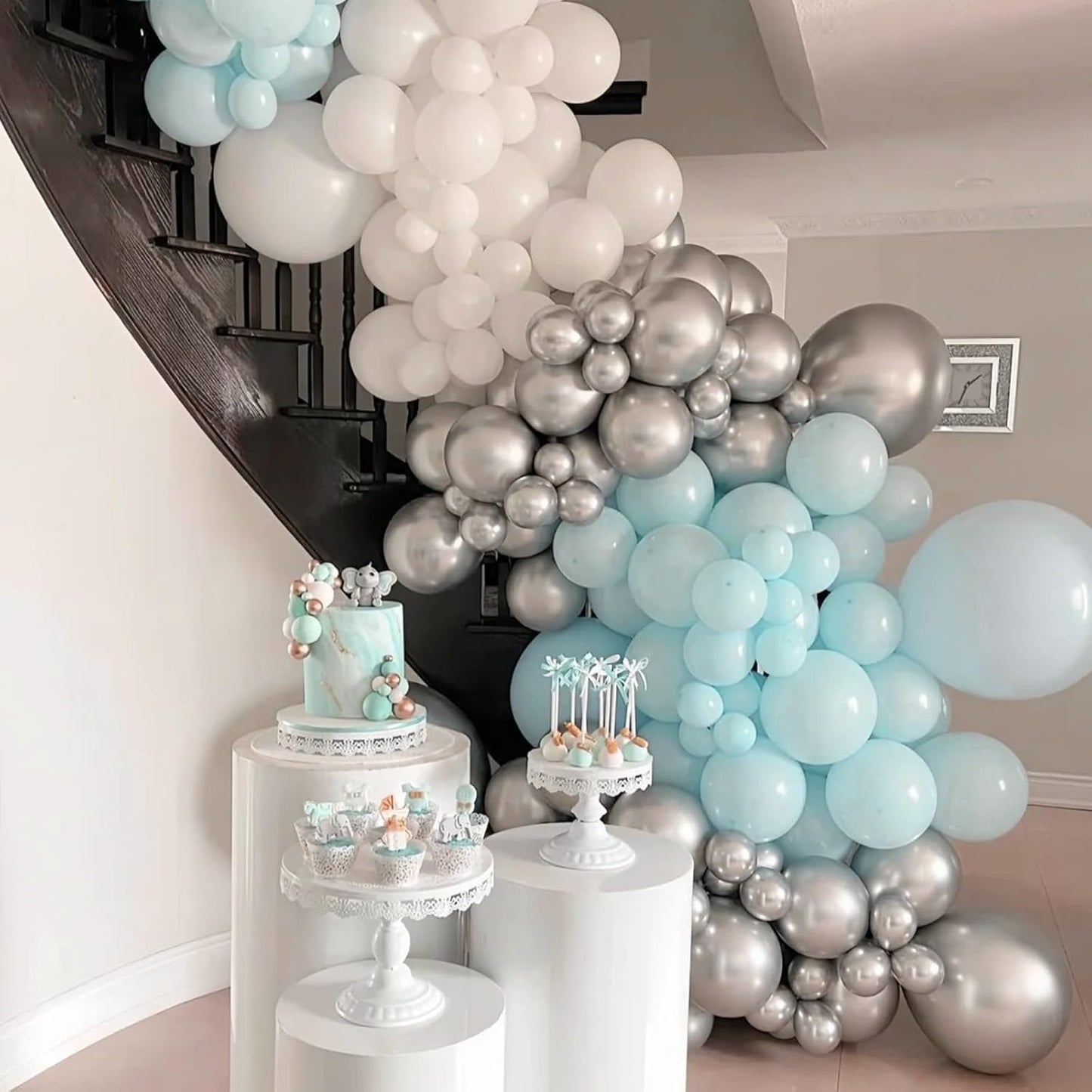 90pack Aqua Balloons Different Size 18/12/10/5 Inch Aqua Balloon Garland Arch Kit for Graduation, Wedding, Birthday, Princess Theme Party, Baby Shower, Anniversary Party Decorations