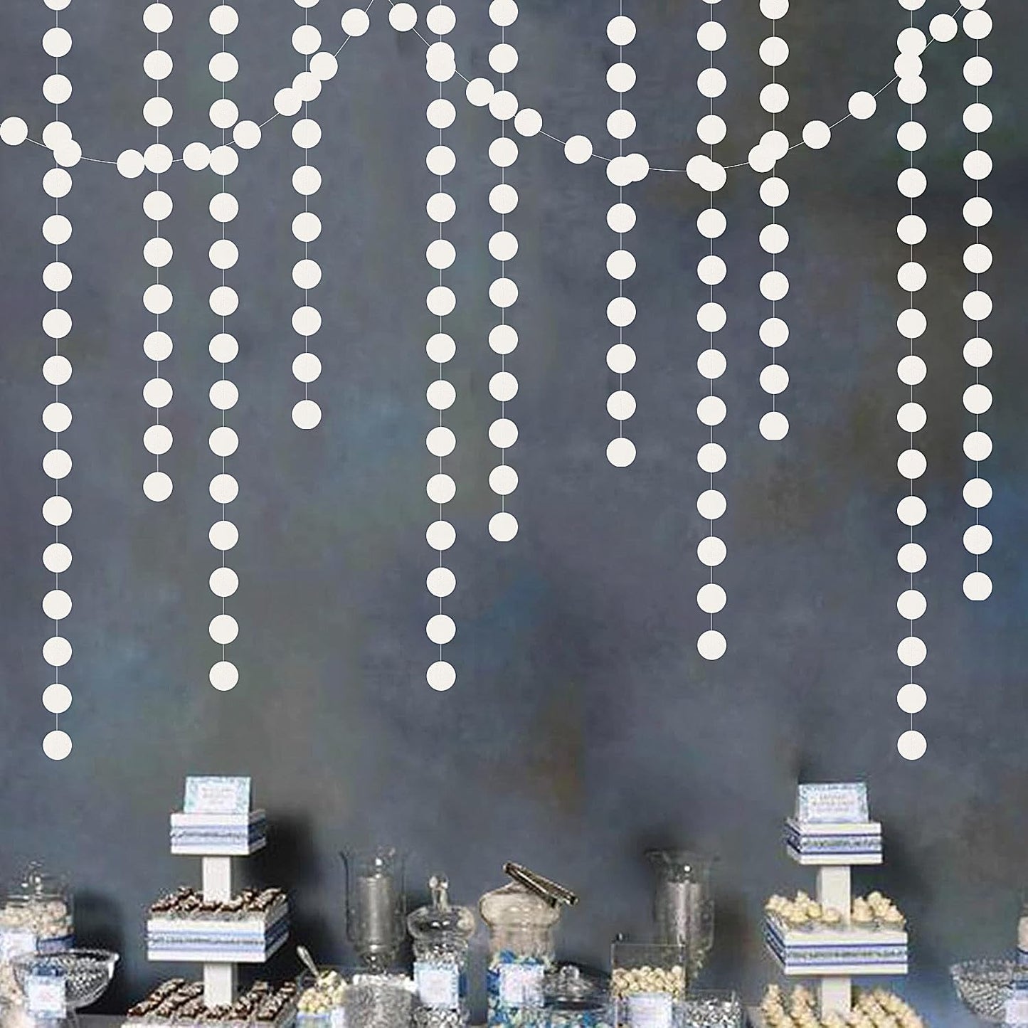 White Glitter Party-Decorations Paper-Garland Streamers - 52ft Birthday Banner Baby Shower Bachelorette Wedding Hanging Supplies Decor Hugfond