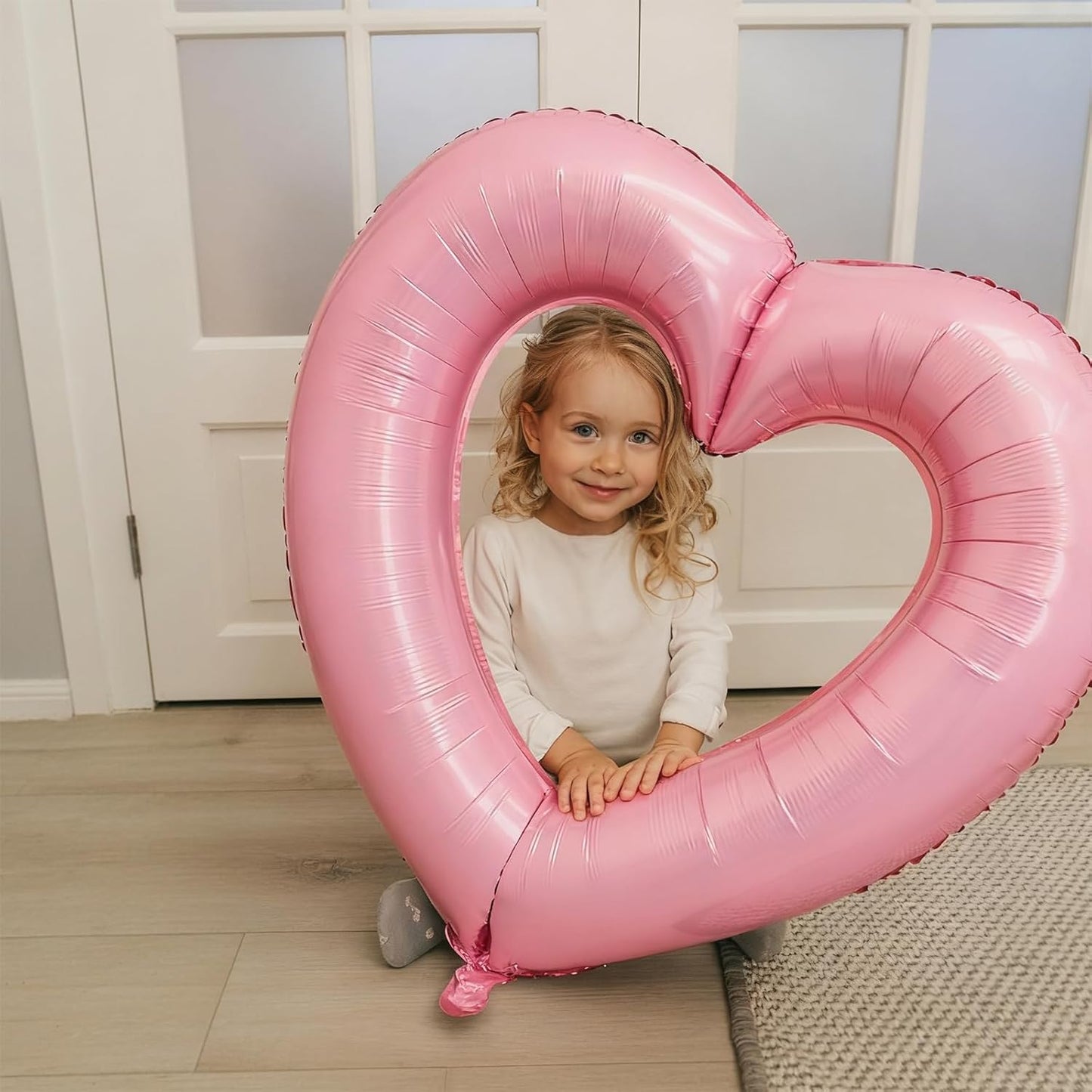 Pink Heart Balloons,3Pcs 40Inch Large Hollow Out Heart foil Balloon for Valentine's Day Birthday Wedding Baby Shower Anniversary Party Decorations