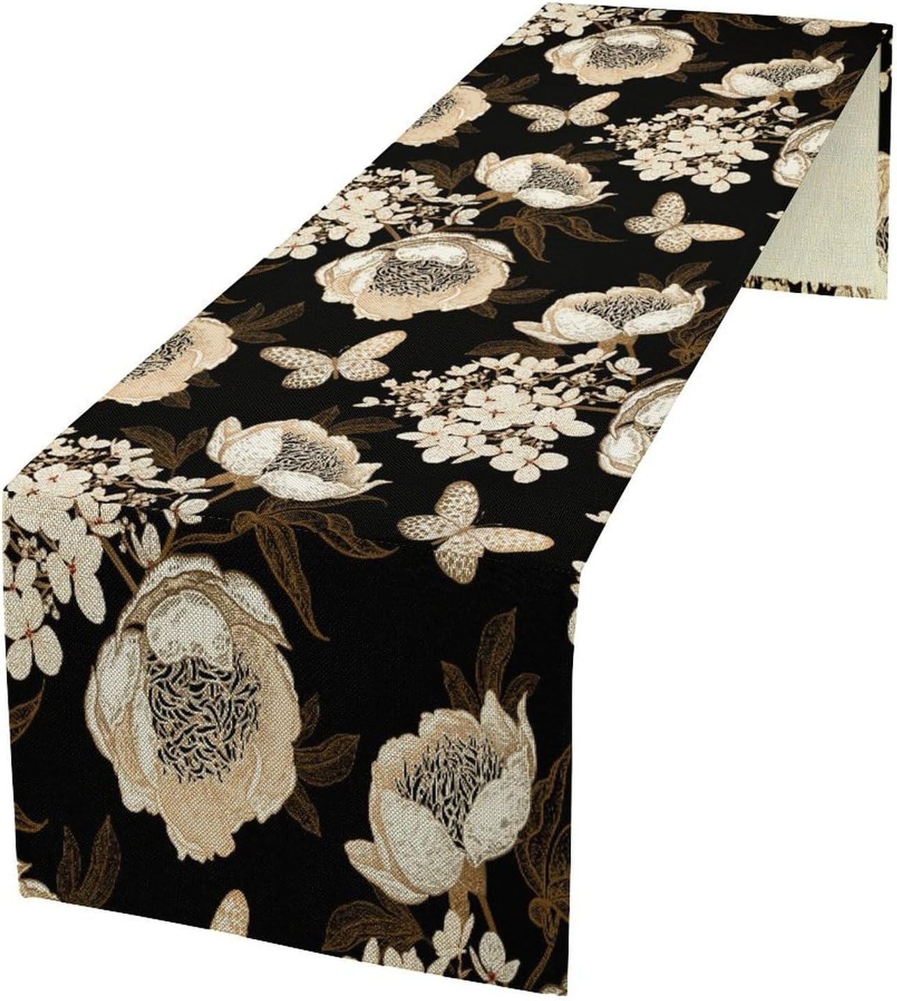 Watercolor Peony Table Runner, Modern Kitchen Dining Room Bohemian Floral Tabletop Decoration for Kitchen Cafe 13x90 Inch