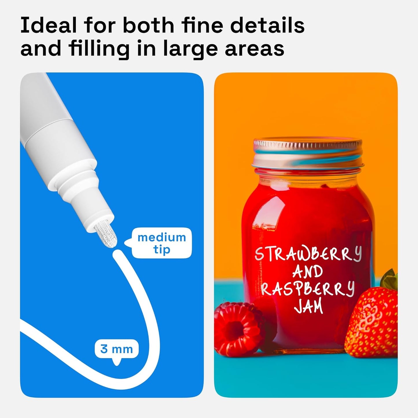 ARTISTRO 2 White Permanent Marker - Waterproof Markers for Tire, Fabric, Rocks, Glass, Ceramic, Wood, Paper - Oil Based Paint Pens - Medium Tip 3mm