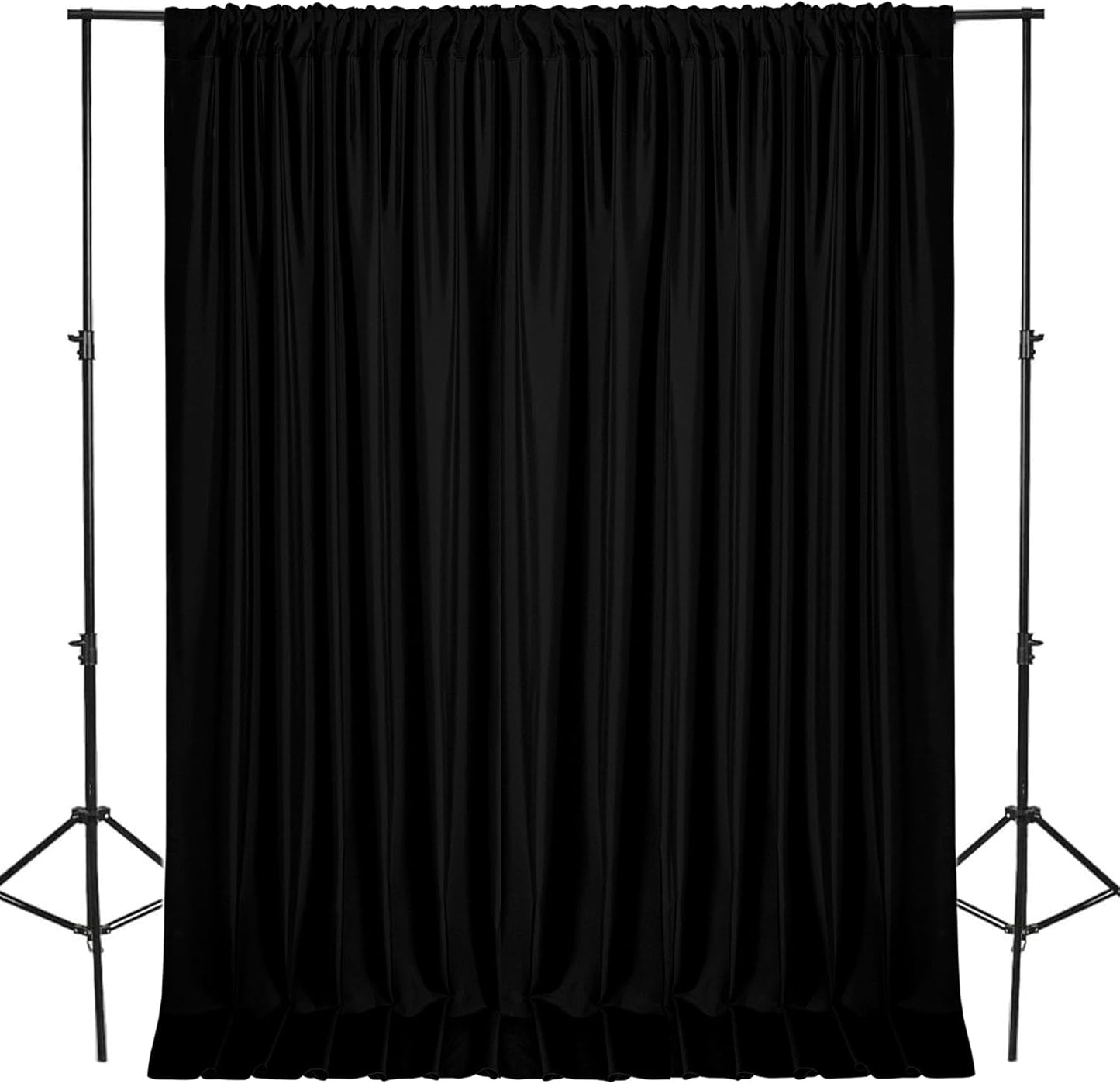 DWCN 10x10 FT Black Backdrop Curtains for Parties, Photography Backdrop Drapes with Rod Pockets for Wedding Decorations Stage Birthday Family Gatherings, 2 Panels 5ft x 10ft