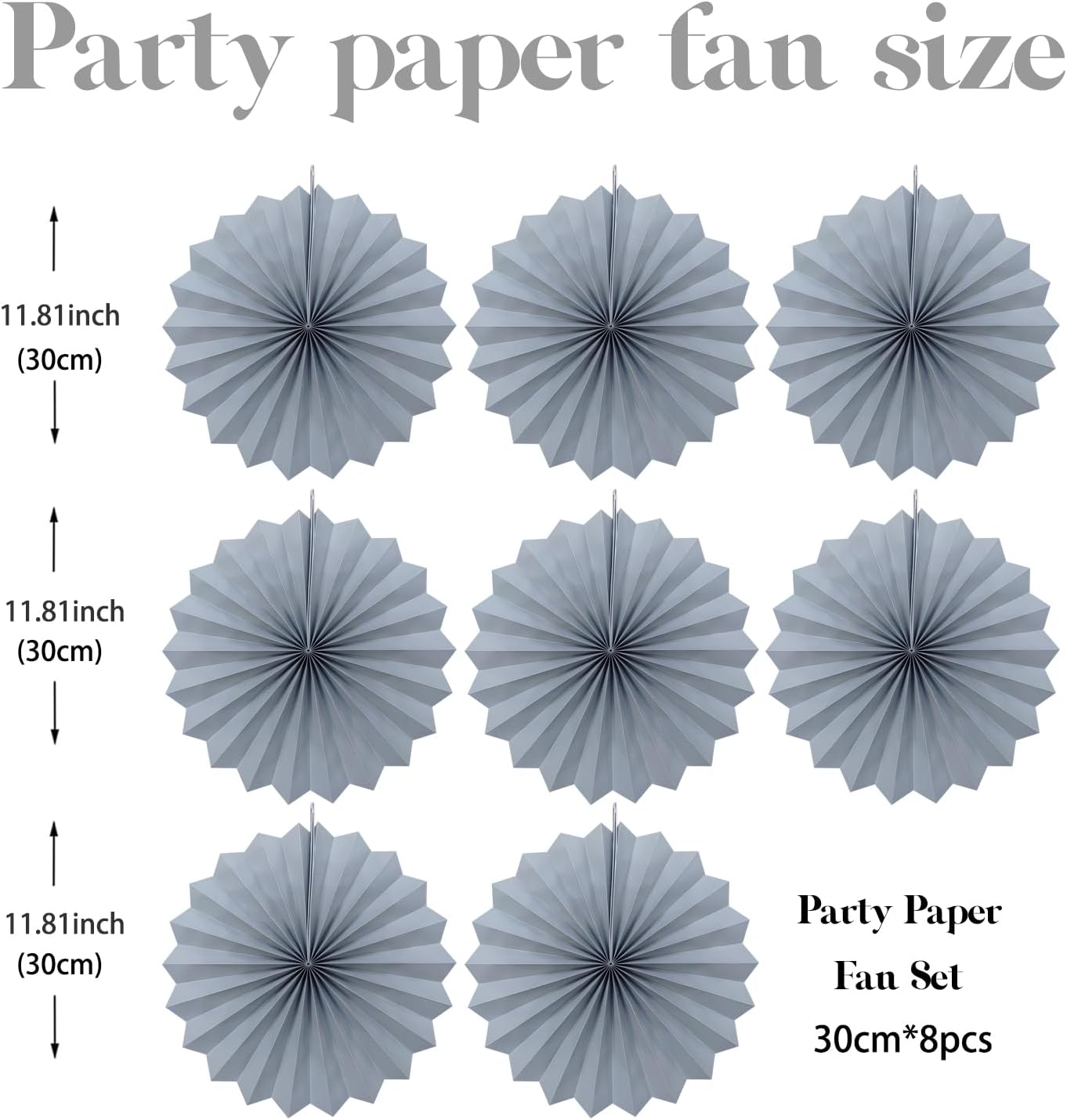 Gray Party Decorations,Wedding Decorations for Party Events Accessories,Anniversary Decorations,Birthday Decorations for Men,12in Hanging Paper Fans 30 Color DIY Set(Gray)