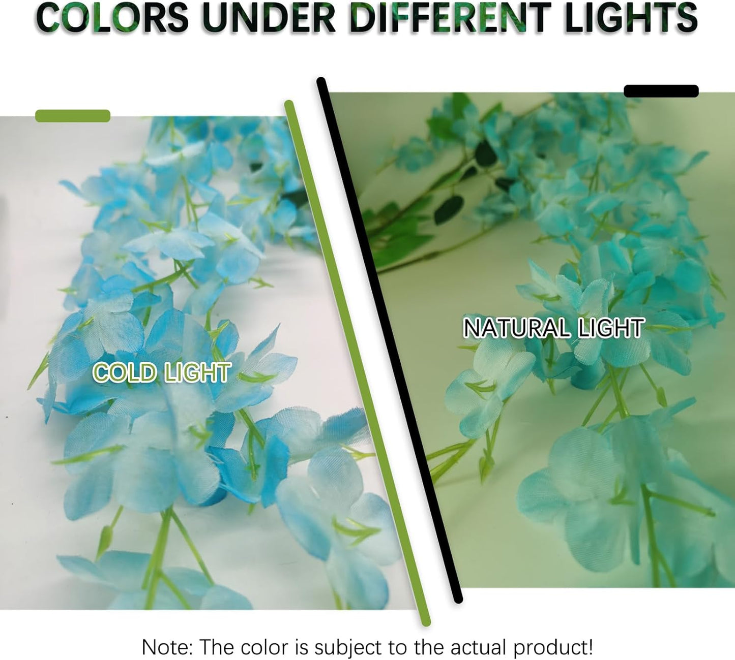 5 Pack Lake Blue Wisteria Hanging Flowers Garland, 3.77 Feet Artificial Flower Vines, Fake Wisteria, Artificial Vines Hanging Garland for Backdrop Outdoor Yard Garden Decor