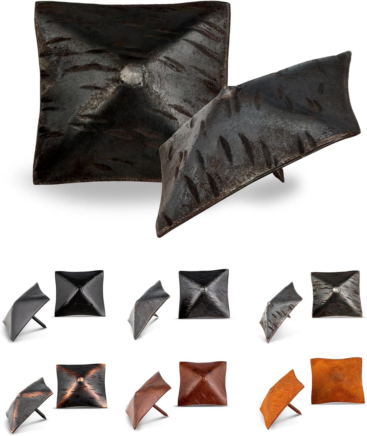 10 Pack 2" Square Head Iron Clavos Decorative Nails – Unfinished – Handmade Rustic Square Fasteners for Farmhouse Shutters, Faux Wood, Barn Doors, Shutters, and Gates – Ornamental Wood Accent