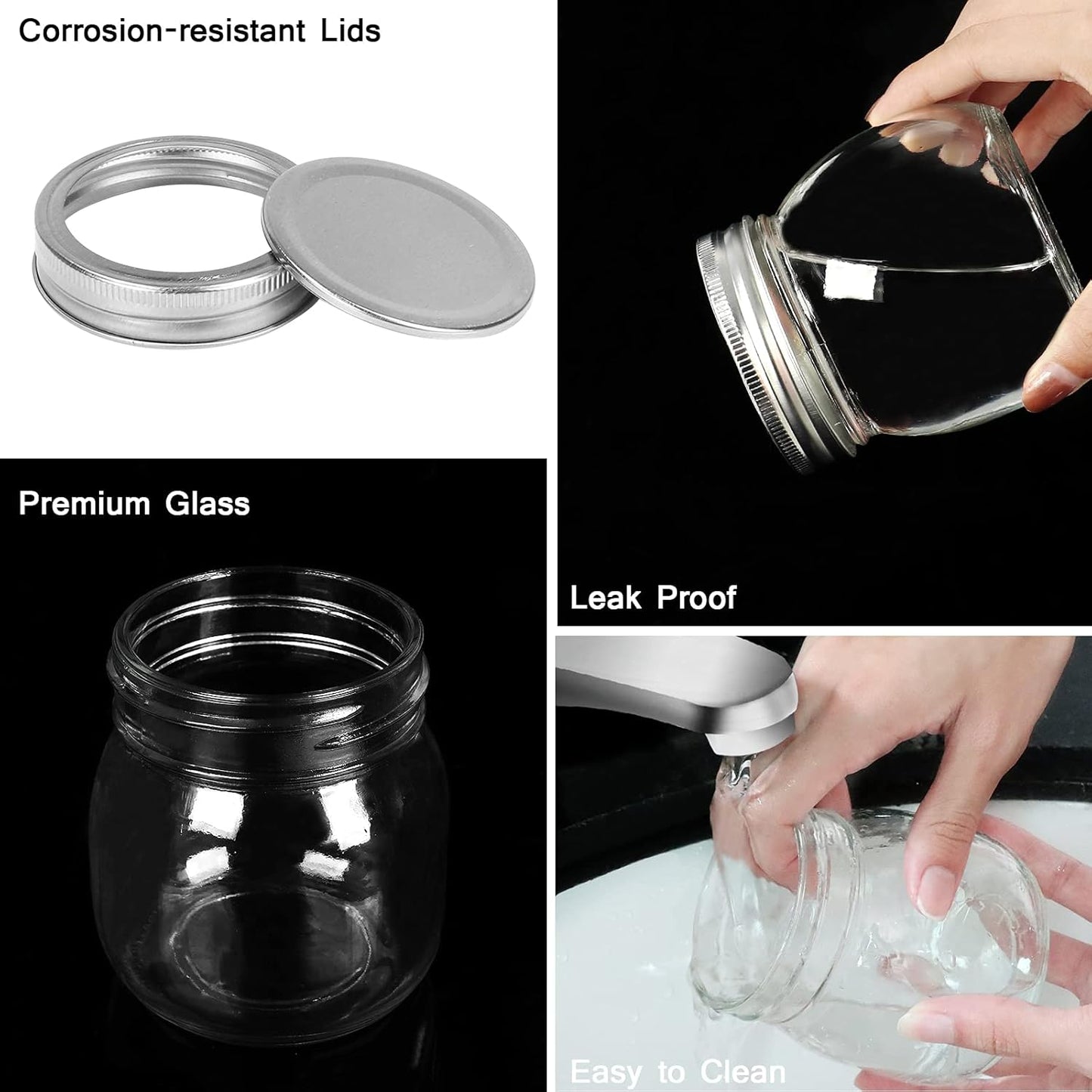 10 oz Mason Jars, 24 Pack 300ml Glass Canning Jars with Regular Mouth Lids, Glass Jars Storage Containers for Overnight Oats, Jam, Jelly, Honey, Beans, Spice, Wedding Party Favors, Shower Favors