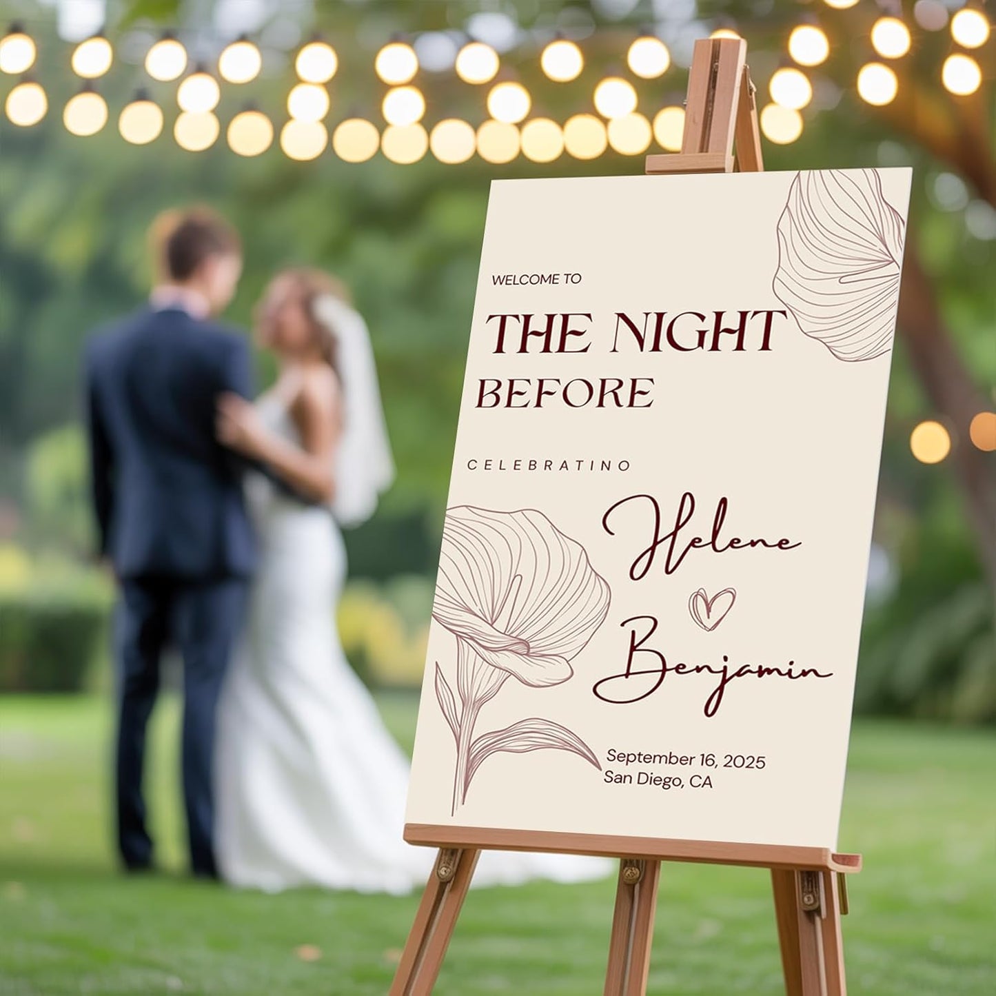 Custom Bride & Groom Wedding Welcome Sign, Personalized Welcome to The Night Board for Ceremony or Reception, Canvas Poster Decor for Weddings, Anniversary, Bridal Party, Celebration