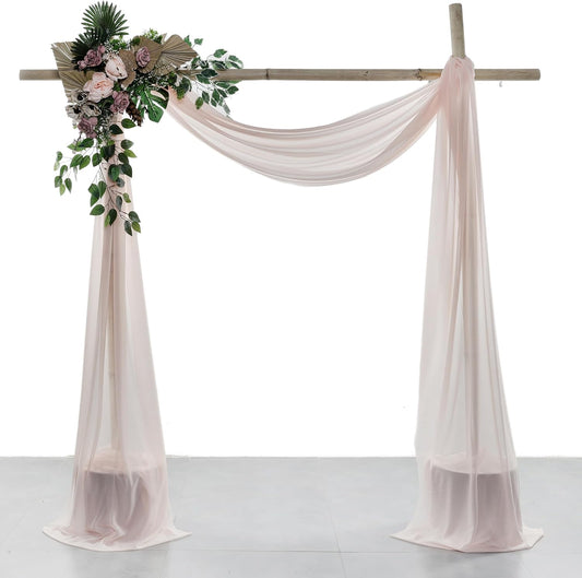 VDS Pack of 2 Panel (30 Inch X 50 Feet) Wedding Arch Draping Fabric Sheer Chiffon Fabric Drapery for Wedding Ceremony Reception Swag Backdrop Canopy Chuppah ARBO Altars Decoration (Nude)