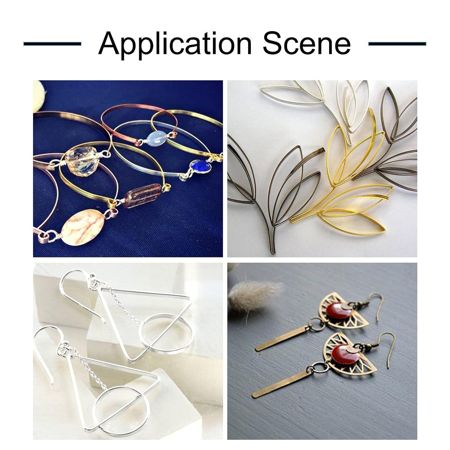 Fashewelry 98Ft 3 Colors Aluminum Flat Wire 5mm Wide Bendable Metal Craft Wire Strip 18 Gauge with Side Cutting Plier for Bezel Sculpting Armature Jewelry Making Gem Metal Wrap