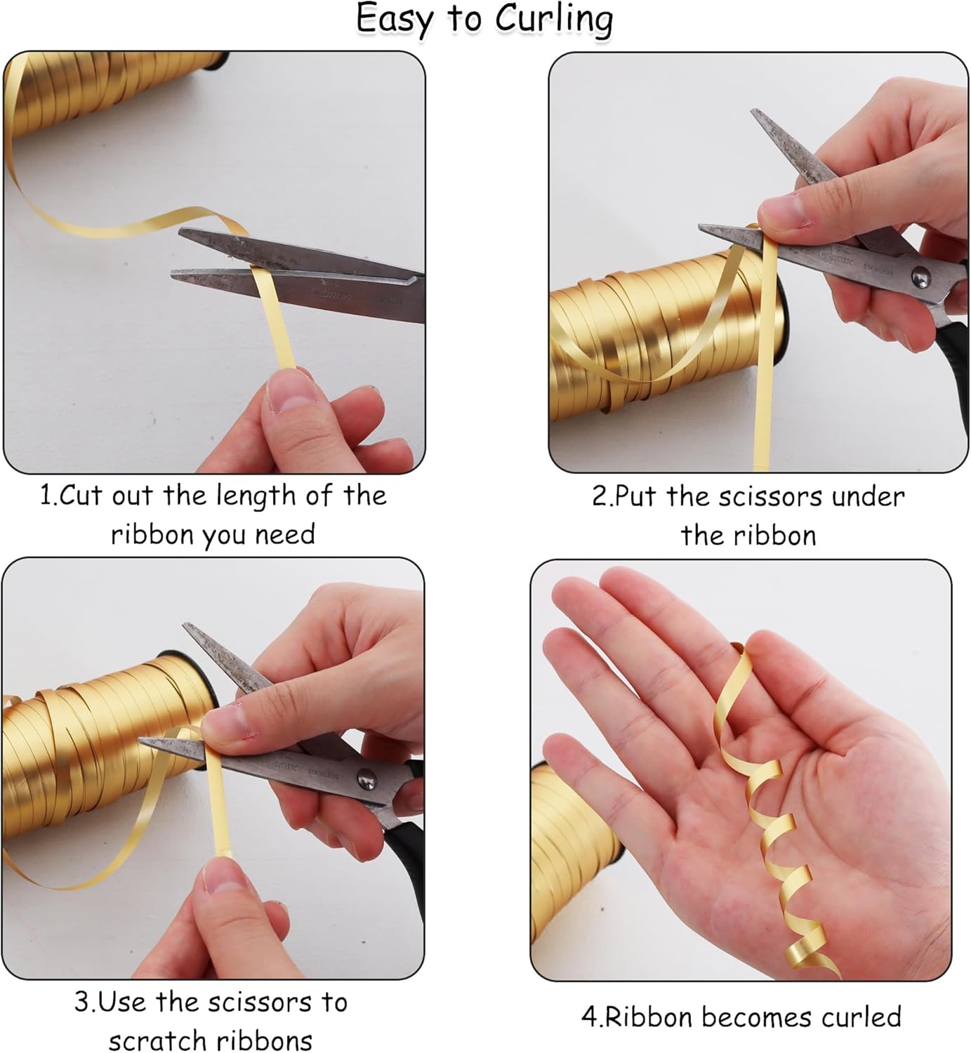 BEISHIDA Red and Gold Curling Ribbons Balloon String Ribbons - 2 Pack 100 Yards for Gift Warppping Birthday Christmas Party Decorations