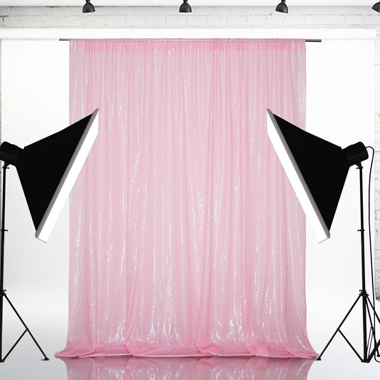 Eternal Beauty Pink Sequin Backdrop, 6x8 Ft Glitter Background Curtains for Shimmer Photography Party Wedding Birthday Back Drop Decor