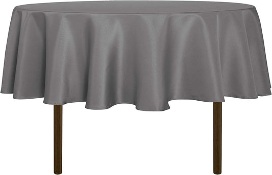 sancua Round Tablecloth - 60 Inch - Water Resistant Spill Proof Washable Polyester Table Cloth Decorative Fabric Table Cover for Dining, Buffet Parties and Camping, Light Grey(Fits 20-48 Inch Tables)
