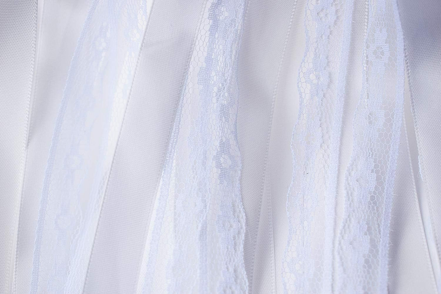 Kingsnow 50 Pack White Lace Ribbon Wands Wedding Streamers with Silver Bells, Silk Fairy Stick Wish Wands for Wedding Send off Party Activities Holiday Celebration