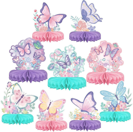 Butterfly Birthday Party Supplies Kit - Butterfly Themed Honeycomb Centerpiece ，Table Decorations for Kids' Butterfly Themed Birthday Party Decorations