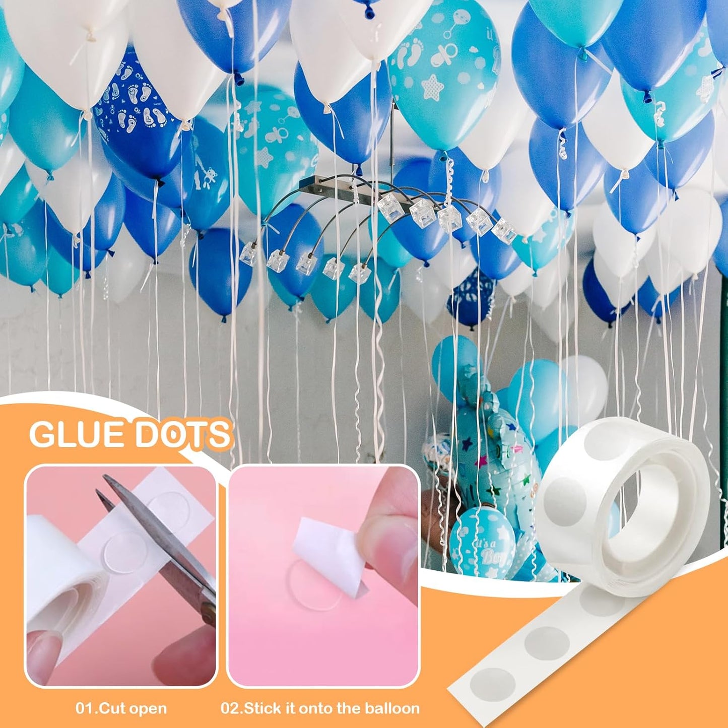 Balloon Arch Kit - 98.4ft DIY Balloon Garland Strip with 600Pcs Clear Glue Point Dots, Removable Adhesive Tape for Balloon Arch Decorations, Wedding & Craft Decor