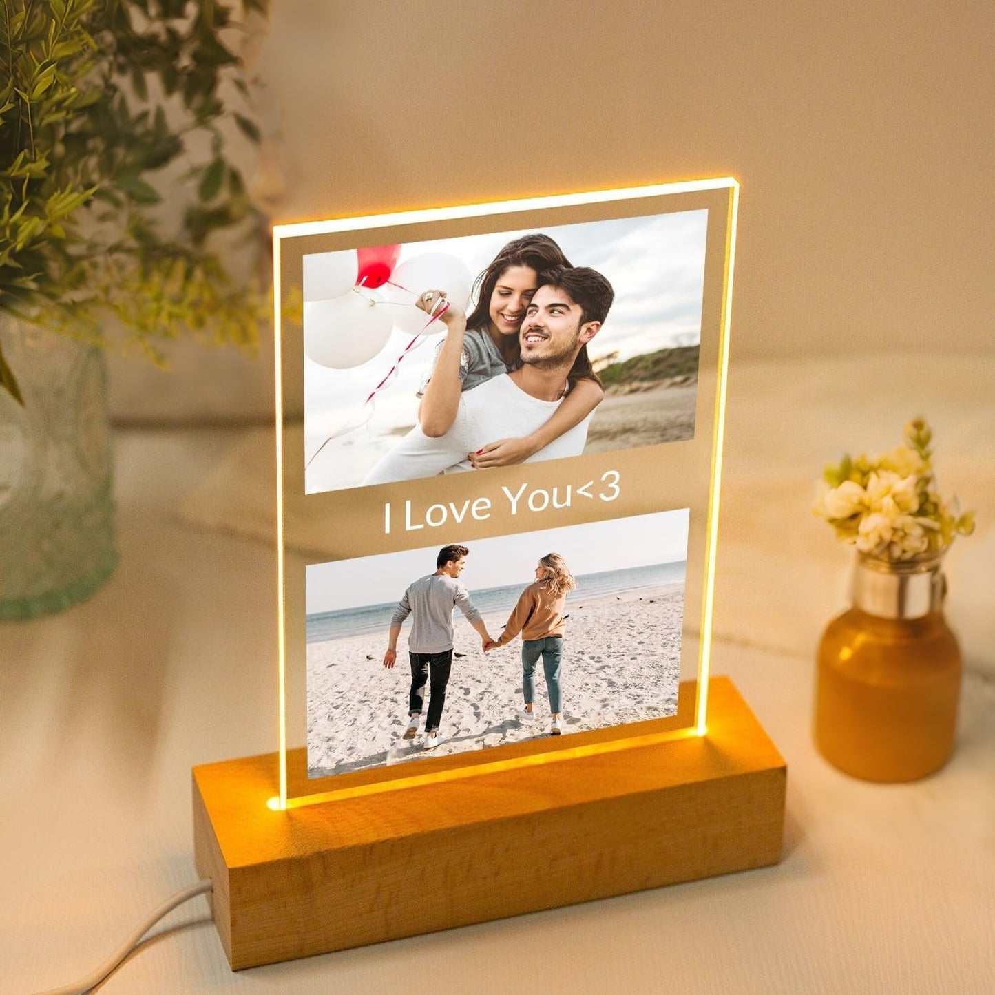 Personalized Anniversary Couple Gifts for Women & Men, Custom Picture Frames with Photo, Personalized Photo Frame with Night Light, Customized Picture Frame, Custom Photo Gifts for Her & Him