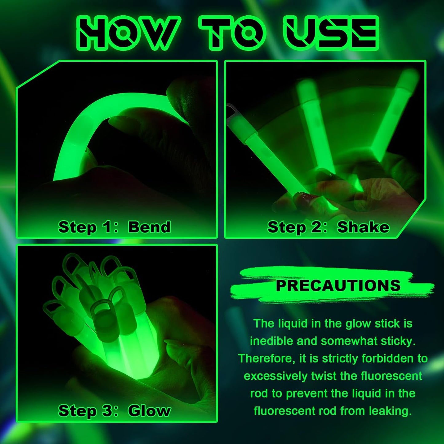 Lewtemi 4" or 6" 100 Pack Bright Glow Sticks Bulk, Glow in The Dark Party Supplies Birthday and Holidays Party Favors