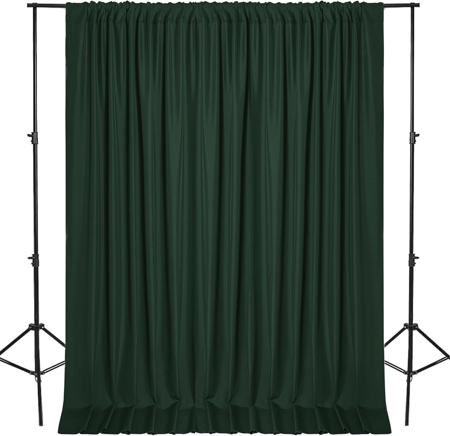 DWCN 10x10 FT Backdrop Curtains for Parties, Photography Backdrop Drapes with Rod Pockets for Wedding Decorations Stage Birthday Family Gatherings, 2 Panels 5ft x 10ft, Hunter Green