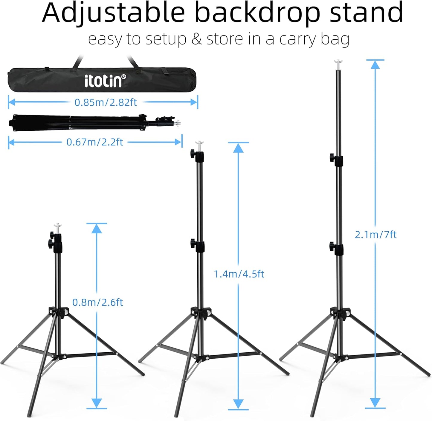 Backdrop Stand 10x7ft(WxH) Photo Studio Background Stand Support System Backdrop Support Kit, for Photography, Advertising Display, Parties Decoration