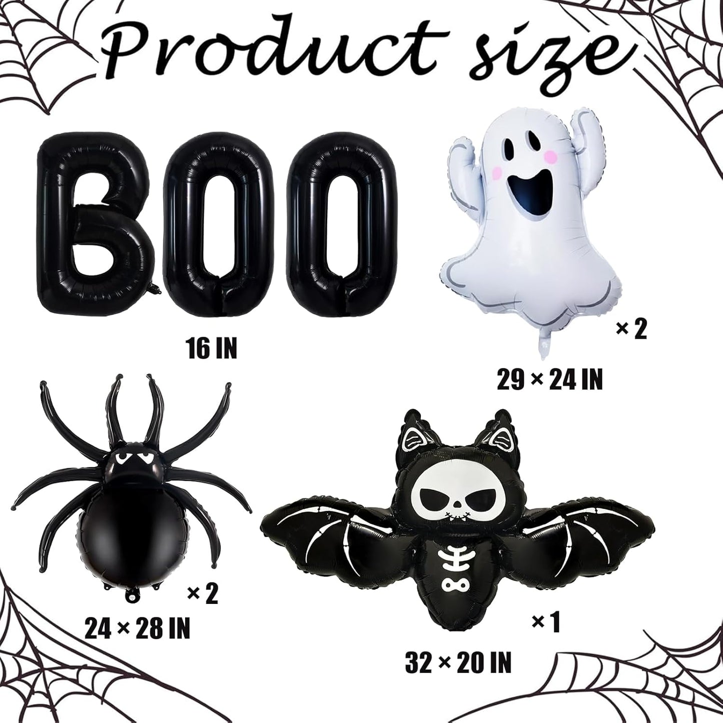 Halloween Balloons Decorations, Black Boo Letter, Ghost, Bat, Spider Foil Balloon for Halloween Party Decorations