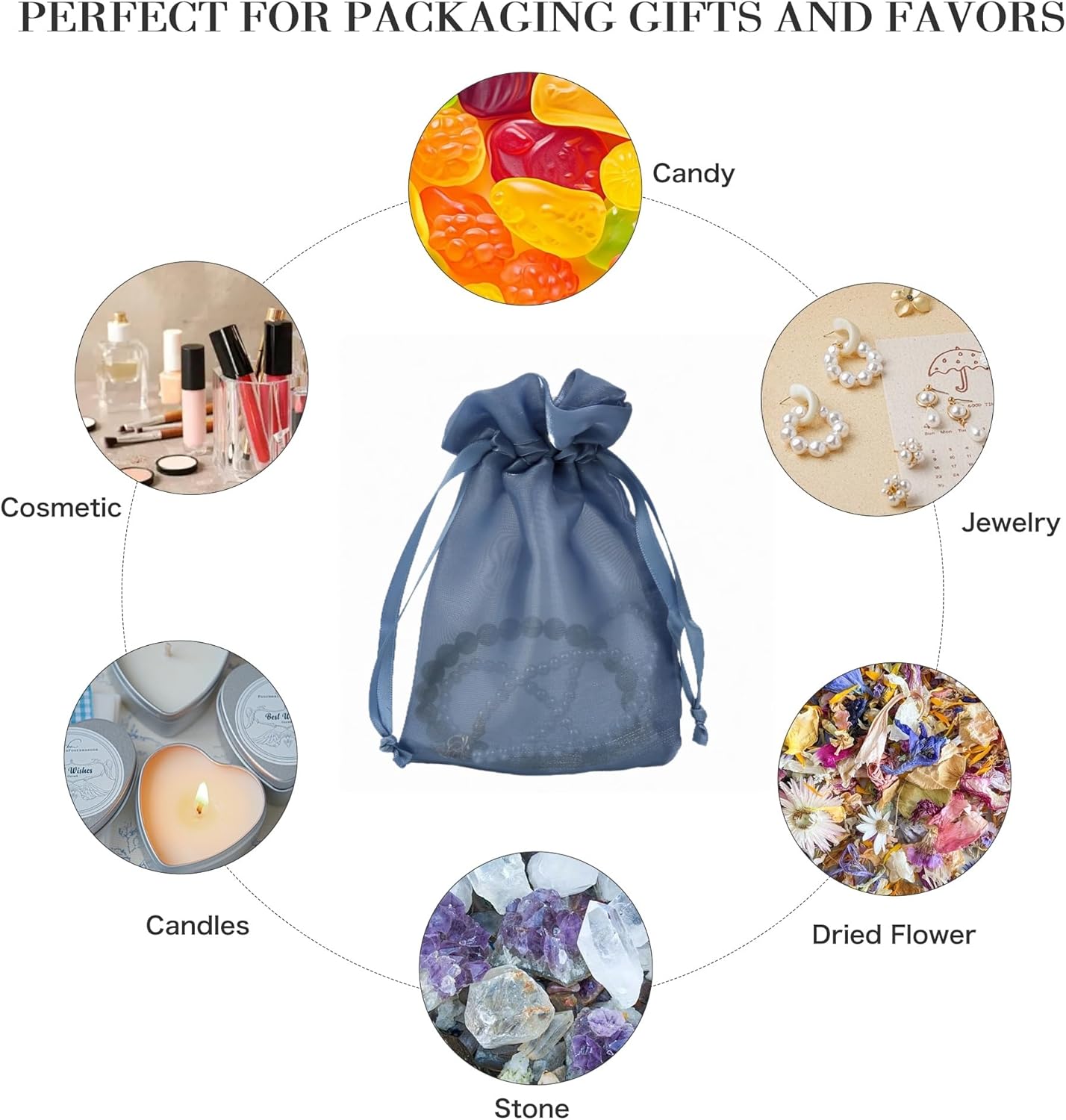 QIANF 20 Pcs Dark Blue Organza Bags 6X9 inch for Wedding Favors with Drawstring, Large Mesh Gift Bags Jewelry Pouch for Candy Bridal Shower Party Favor Baby Shower Christmas