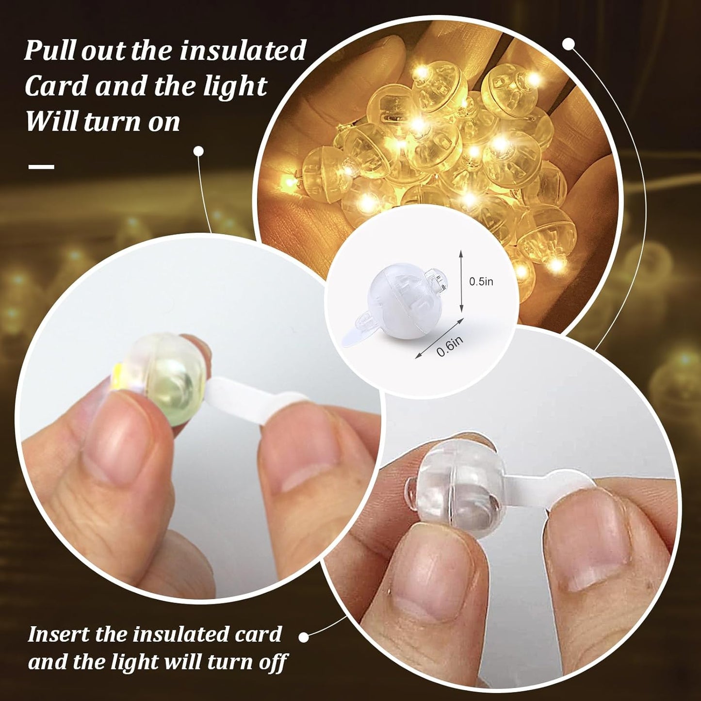 50pcs LED Warm White Balloon Lights, Round LED Mini Lights for Paper Lantern Balloon Birthday Party Event Indoor Outdoor Wedding Decoration Halloween Christmas Supplies