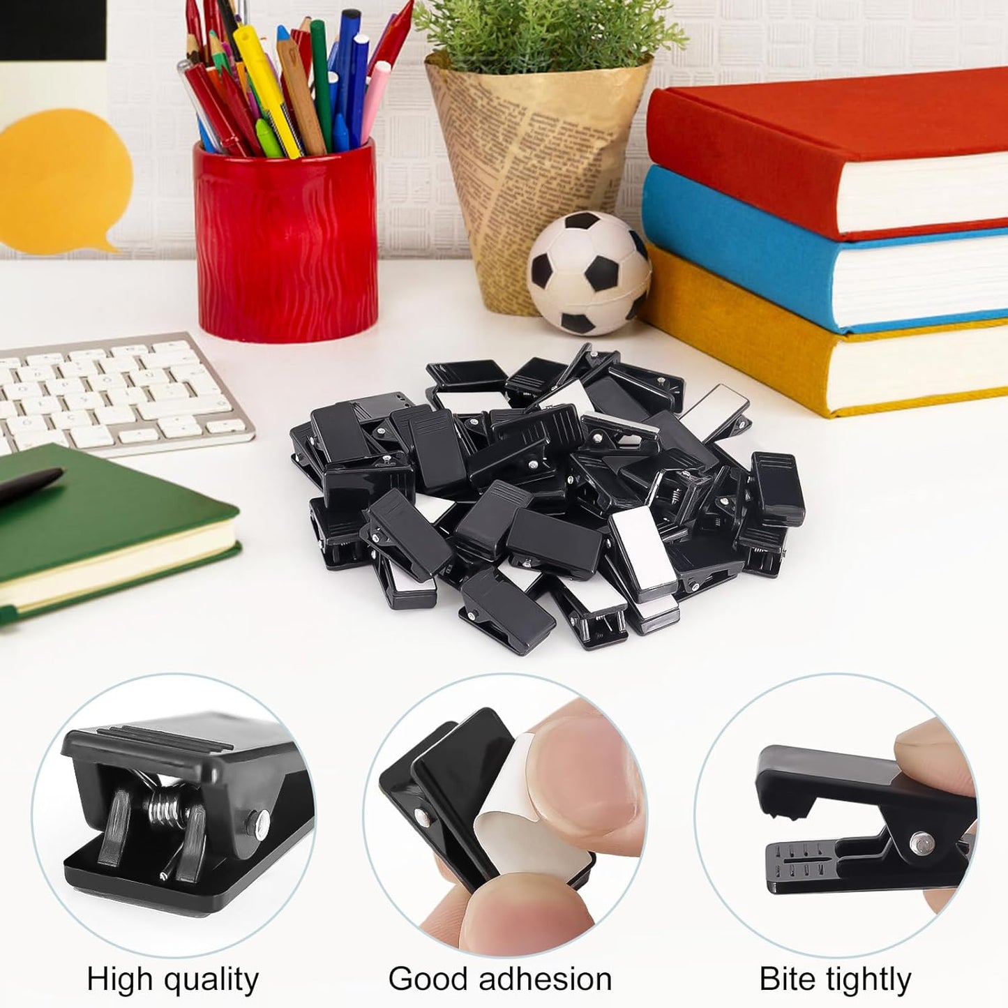 50 Pcs Self Adhesive Clips,Wall Clips for Hanging,Sticky Tapestry Clip Photo Picture Poster Plastic Spring Clip Hanging for Paper Tapestry Hangers Home and Office Christmas Decor(Black)