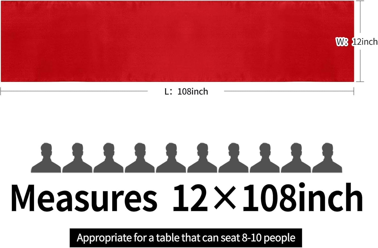 5-Pack Satin Table Runner Red 12 x 108 inches Long, Table Runners for Wedding, Birthday Parties, Banquets Decorations（5 Pack, 12x108 Inch, Red）