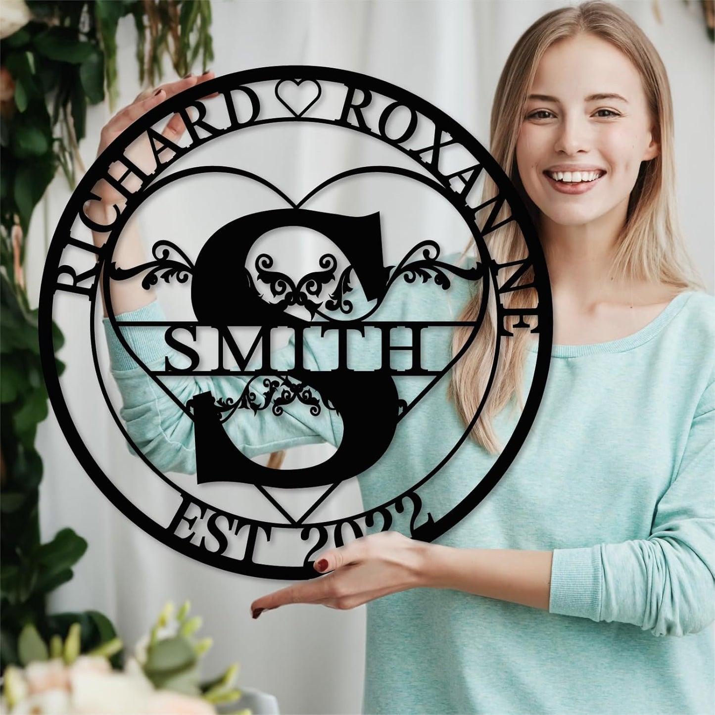 Custom Last Name Date Sign - Split Letter Metal Monogram - Split Letter Name Signs - Personalized Last Name Sign - Metal Family Name Sign - Door Hanger - Outdoor Metal Sign - Wedding Gift