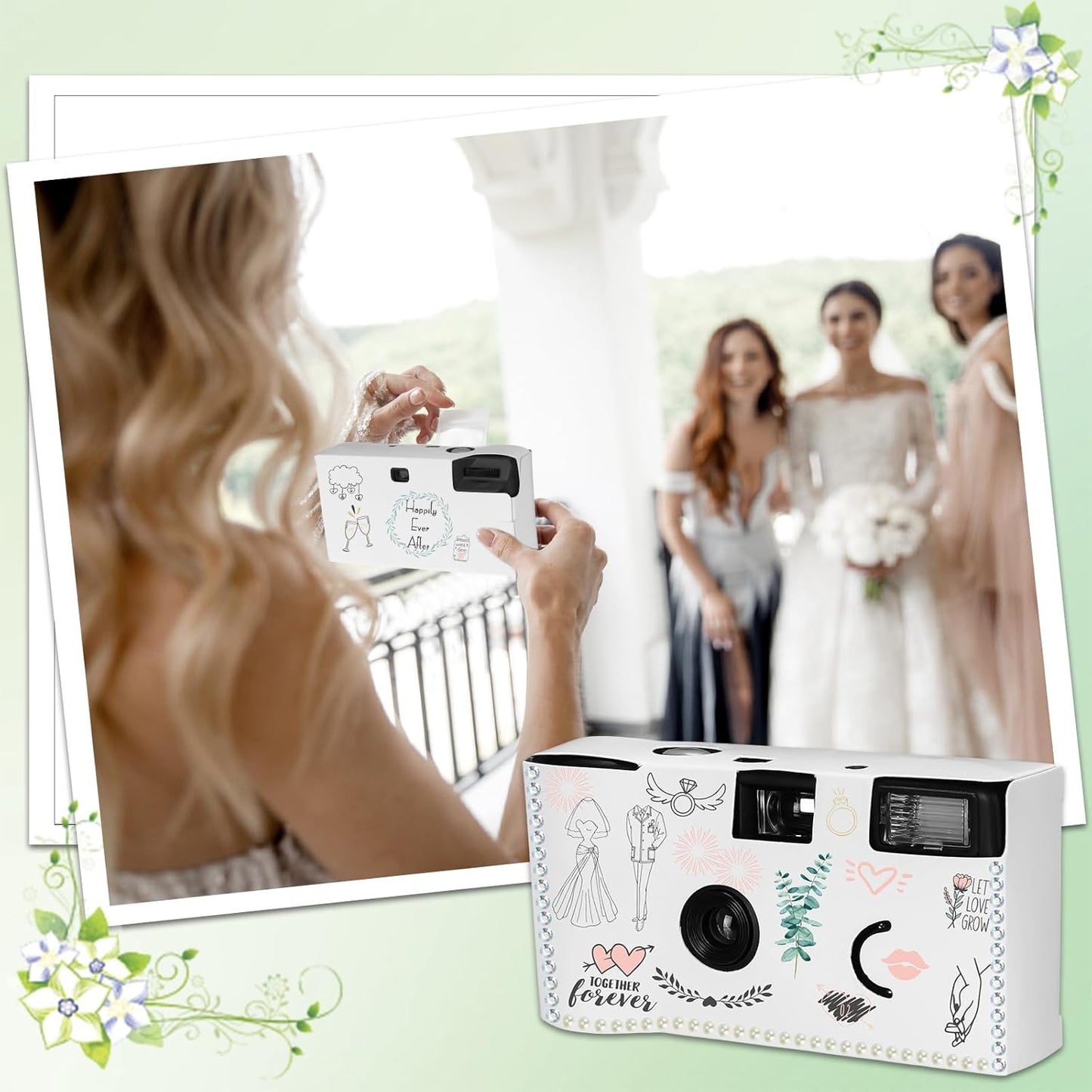 8 Pack Disposable Camera for Wedding 35 mm Film Single Use Camera with Flash Disposable White Cameras DIY One Time Camera for Wedding Anniversary, Travel, Camp, Party Supply