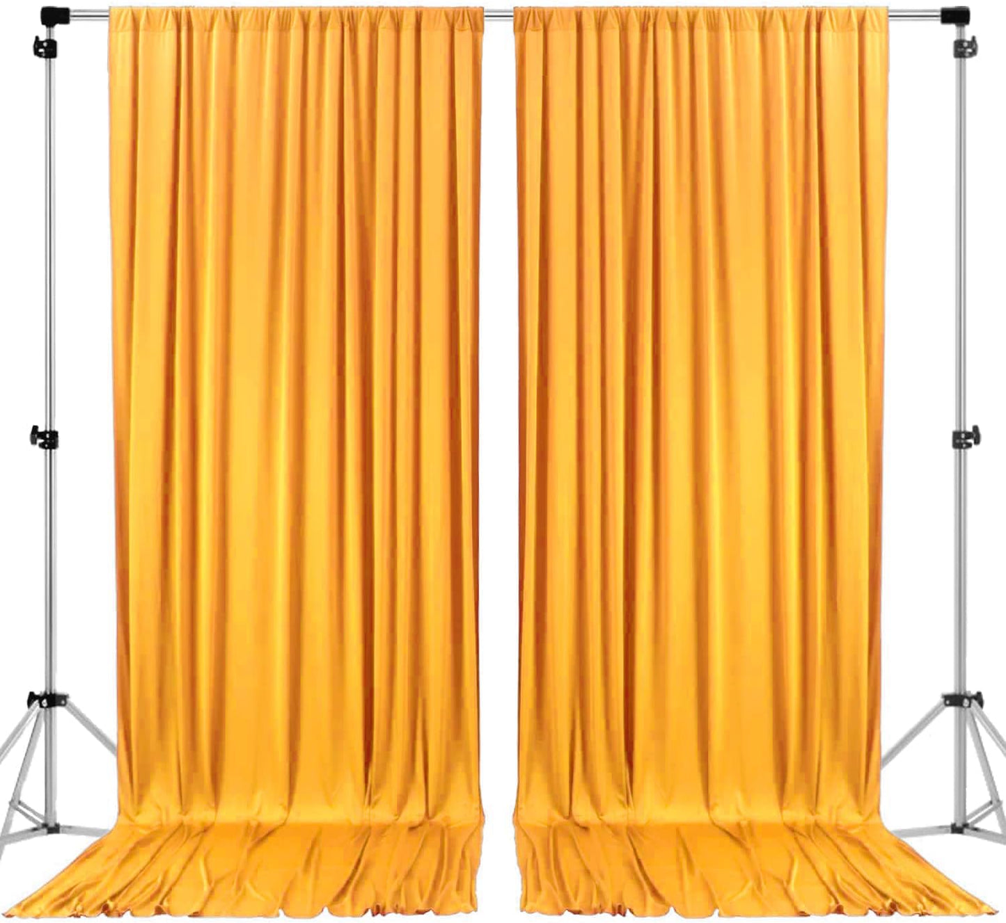 AK TRADING CO. 10 feet x 8 feet IFR Polyester Backdrop Drapes Curtains Panels with Rod Pockets - Wedding Ceremony Party Home Window Decorations - Marigold