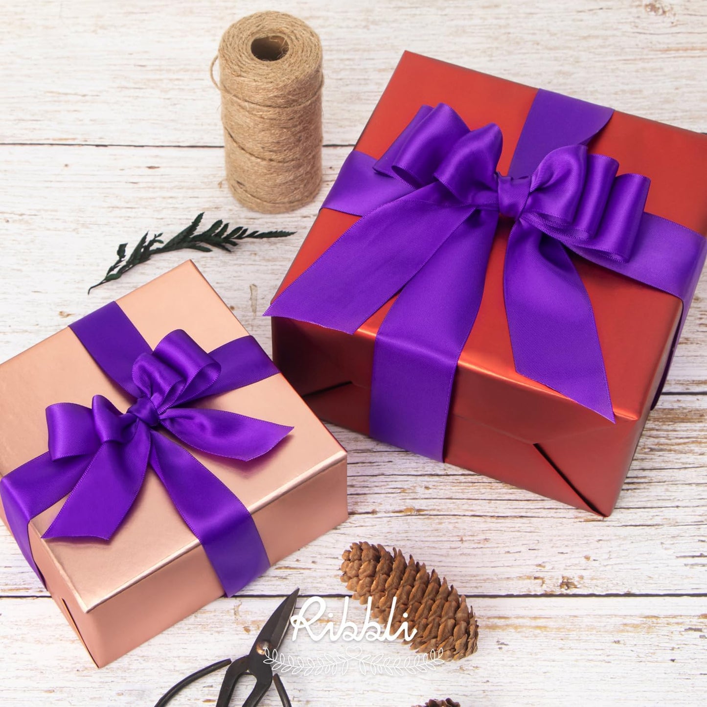 Ribbli Purple Double Faced Satin Ribbon,1” x Continuous 25 Yards,Use for Craft Bows Bouquet, Gift Wrapping, Wedding Decoration, Floral Arrangement