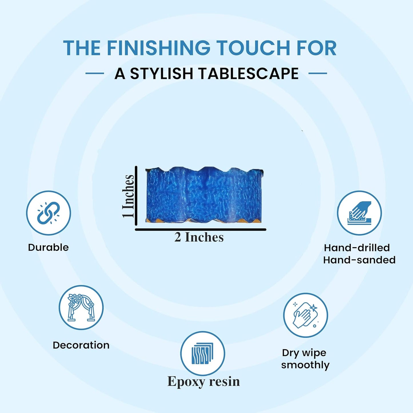 Handmade Epoxy Napkin Rings Set of 12 | Elegant Table Decor for Dining, Weddings & Events | Durable & Stylish Napkin Rings Holders | Art Deco Design (Blue Gold) - ALPHA Living HOME