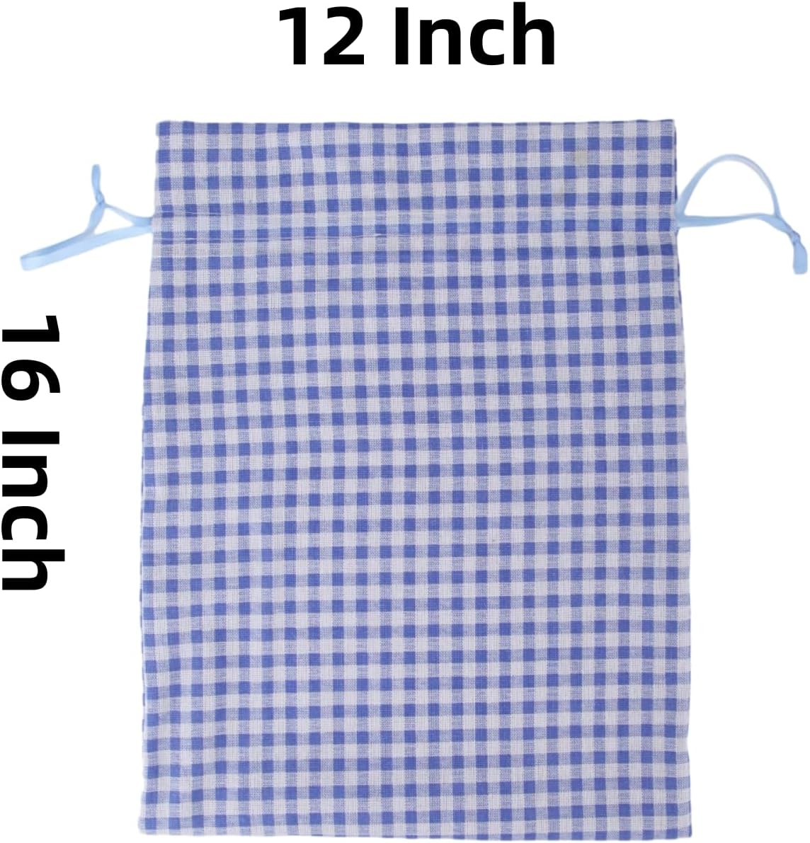Meseey 5 Pcs Large Buffalo Plaid Burlap Bags with Drawstring Gift Bags Gingham Sacks Bags Gift Pouch Bag for Easter Spring Birthday Baby Shower (12Wx16L, blue-white plaid)