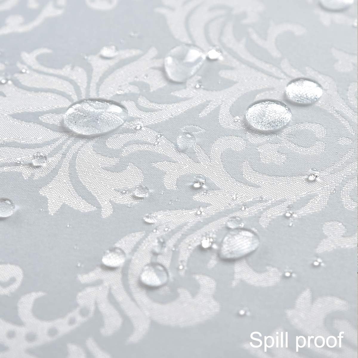 Rectangle Table Cloth - 60 x 84 Inch White Jacquard Tablecloths Damask Design Spillproof Wrinkle Resistant Shrinkproof Soft Tablecloth Polyester Oblong Table Cover for Kitchen Dinning Party Tabletop